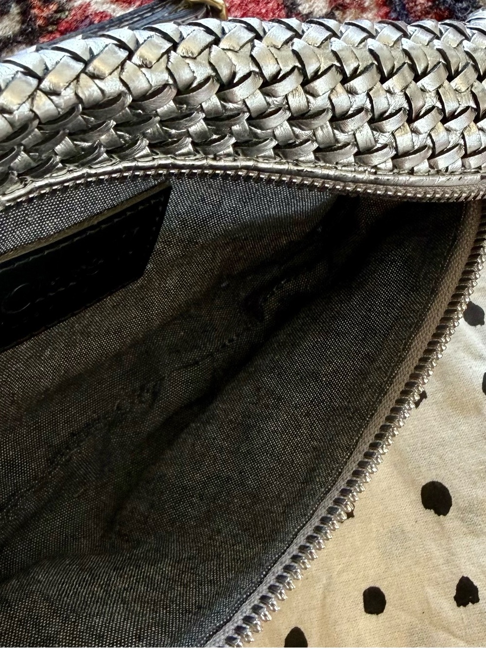 Clare V. Petite Woven Metallic Crossbody Belt Bag in Silver - Picture 11 of 11